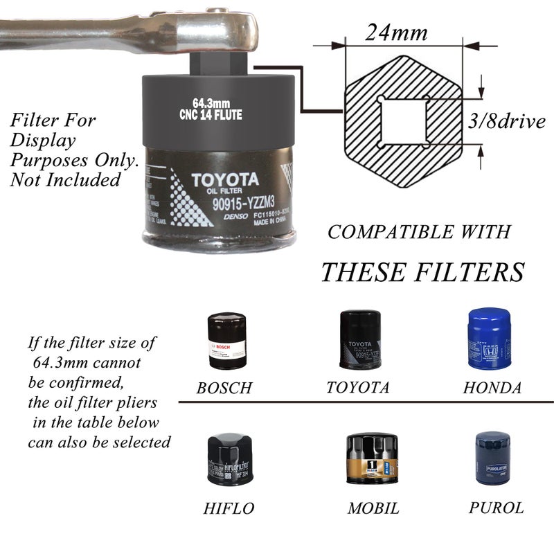 Felisbieti Oil Filter Wrench,socket, for toyota Camry Lexus Tacoma Tundra 4Runner RAV4 Corolla Highlander Prius oil filter removal tool - Image 3