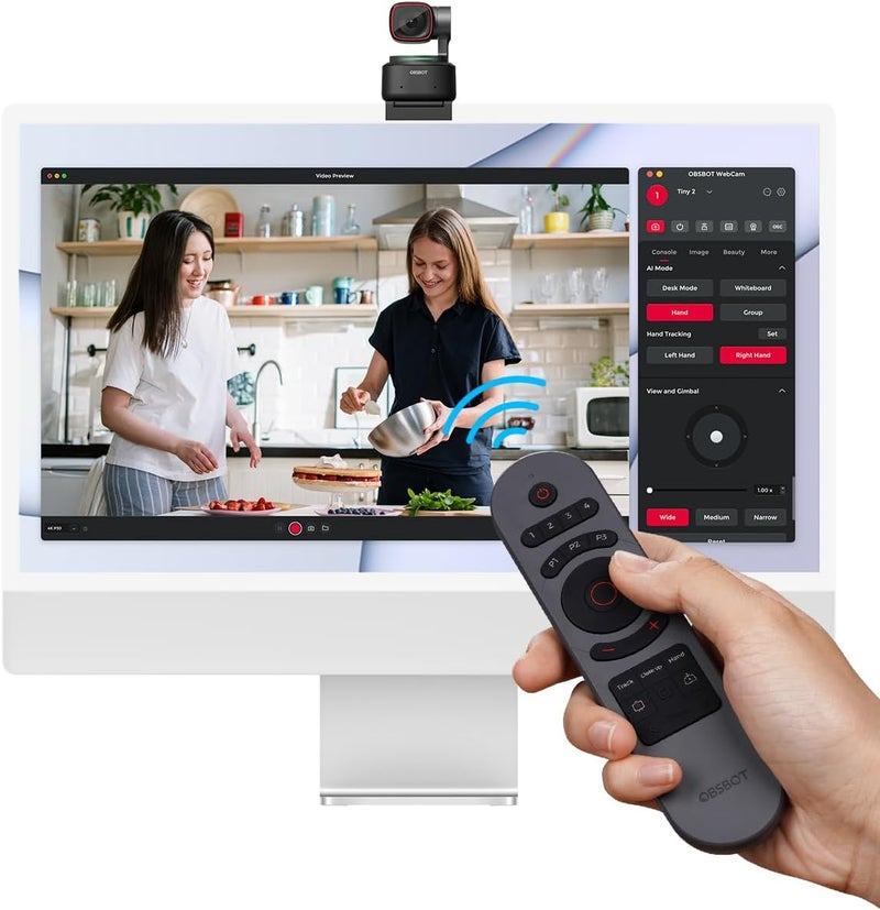 أوبسبوت جهاز التحكم عن بعد OBSBOT Tiny 2، جهاز تحكم ذكي لكاميرا الويب Tiny 2/Tiny 4K/1080P، اتصال لاسلكي عبر مستقبل USB، مزيج من جهاز التحكم عن بعد ونقرة العرض التقديمي - Image 2