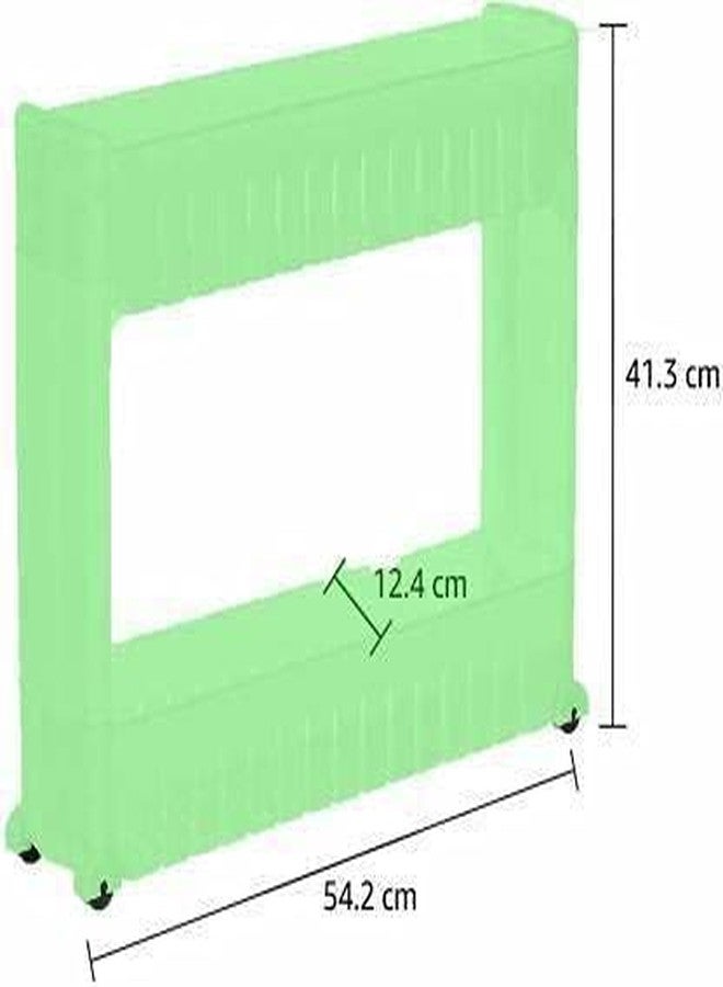 NEWON 2 Tier Kitchen Storage Organizer Rack Holder with Wheels (Green, 2 Layer) - Image 3