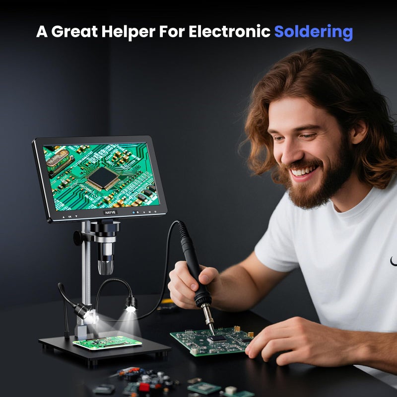 Hayve DM13 10.1 Inch LCD Digital Microscope, 16MP 2000X HD IPS Soldering Microscopes for Adults, Electronics Repair, Coin Microscope Magnifier for Error Coins with Screen, 10 LED Lights, 32GB - Image 3