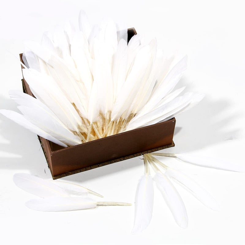 FeelfunFeather 120pcs White Goose Cochettes Feather Natural Bulk 4-6 inch 10-15cm for Wedding Party Christmas Halloween Decorations DIY Crafts - Image 4
