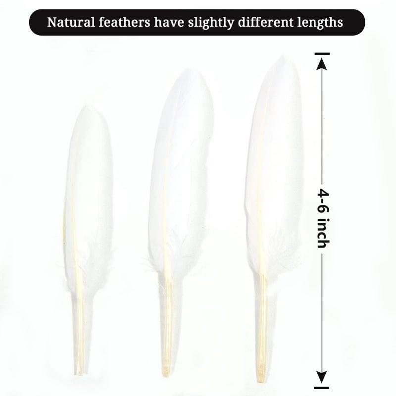 FeelfunFeather 120pcs White Goose Cochettes Feather Natural Bulk 4-6 inch 10-15cm for Wedding Party Christmas Halloween Decorations DIY Crafts - Image 2