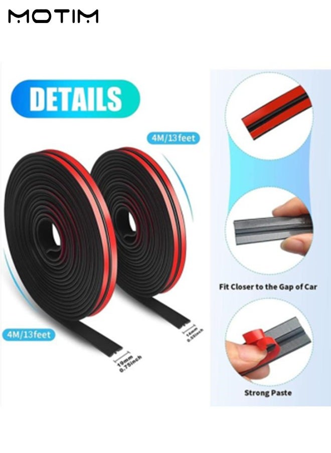 Motim - 2 Pcs Car Seal Strip for Windshield, T Shape Rubber Seal Weatherstrip, Sunroof Automotive Door Sealing Strip, Leak Sound Dust, 32.8 Feet, 14mm/19mm - Image 1