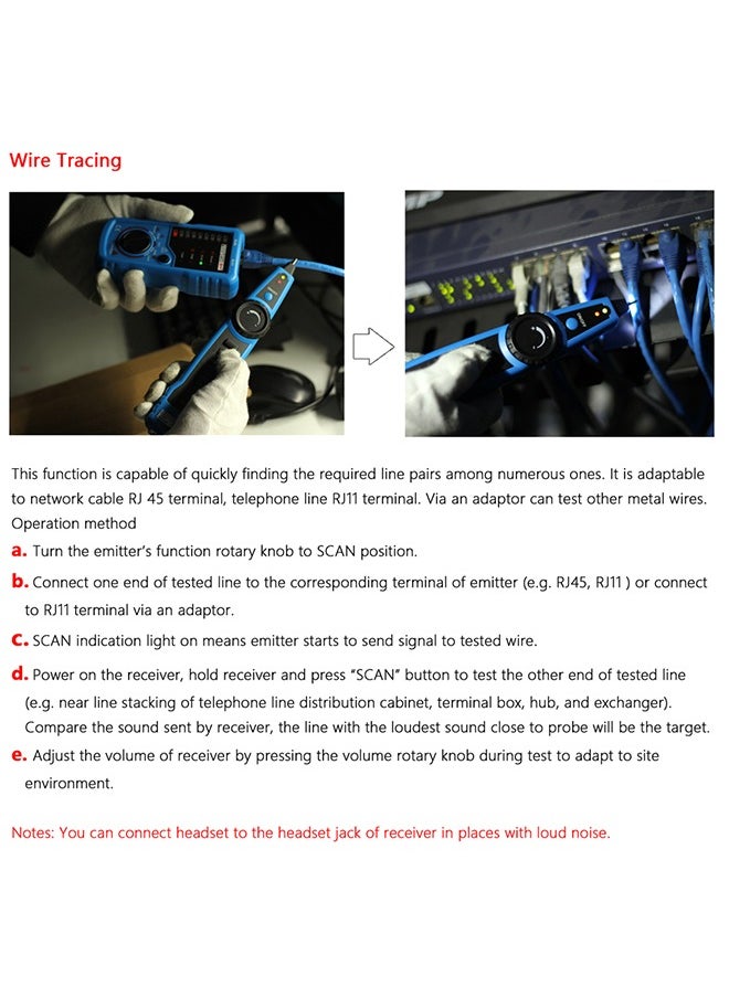 BSIDE - Multi-functional Handheld Wire Tester Tracker Line Finder Cable Testing Tool for Network Maintenance - Image 1