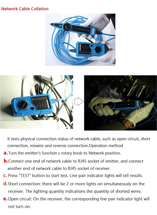 BSIDE - Multi-functional Handheld Wire Tester Tracker Line Finder Cable Testing Tool for Network Maintenance - Image 1