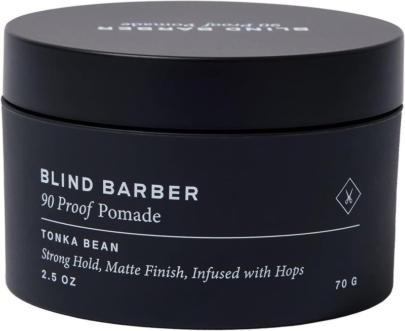 Blind Barber 90 Proof Pomade - Strong Hold Matte Finish Hair Styling Product with Tonka Bean Scent (70g) - Image 1