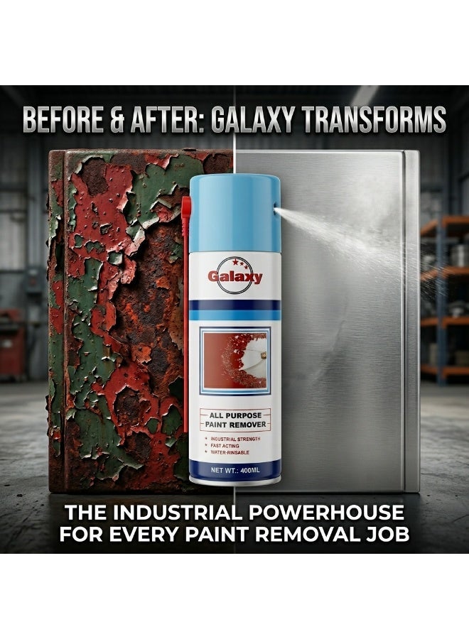 Galaxy Paint Remover Spray - Industrial Strength Fast Acting Water-Rinsable Formula - 400ML Professional Grade Paint Stripper for Metal, Wood & Surfaces - Image 3