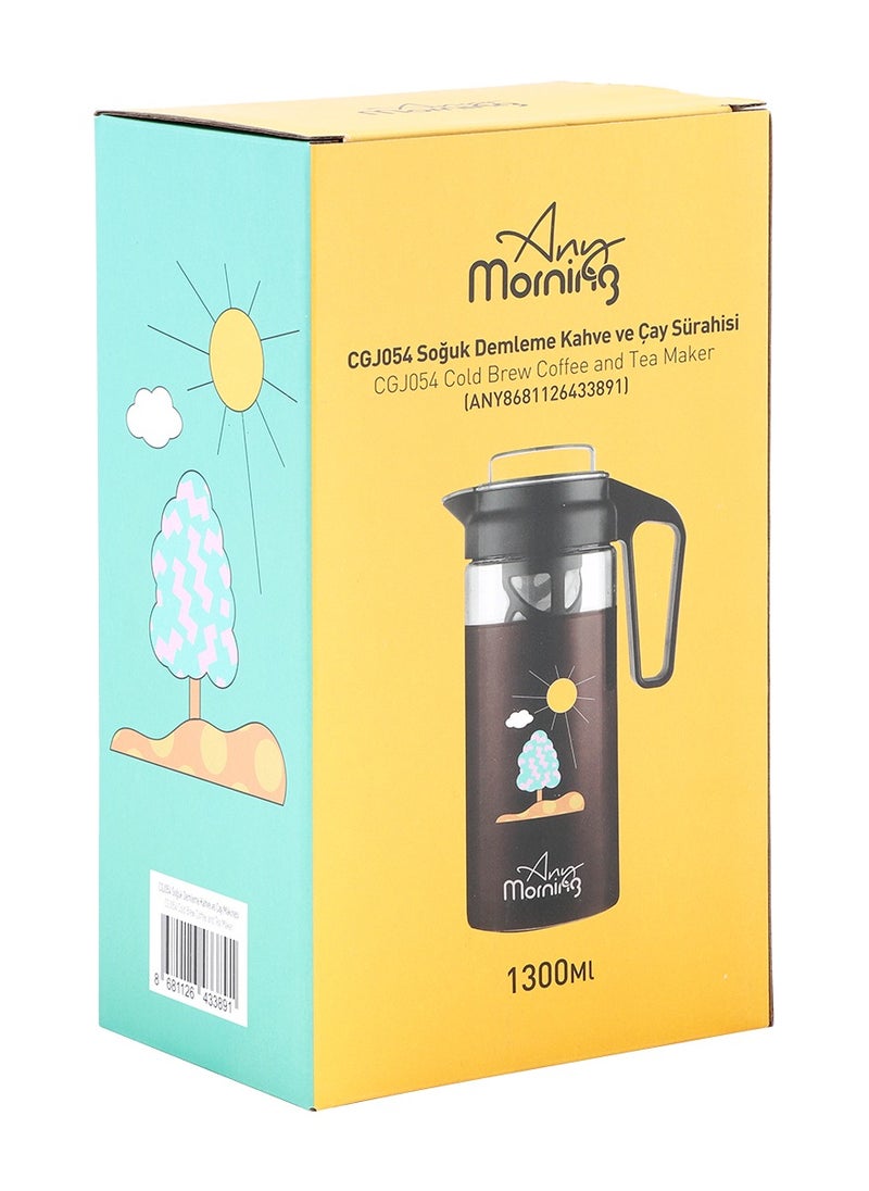 Any Morning - Cold Brew Coffee Maker 1300ml, Coffee Brewer for Ice Coffee and Ice Tea, Durable Borosilicate Glass Pitcher  44oz, Removable Mesh Filter - CGJ054 - Image 1