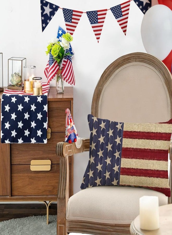 RABUSOFA 4th of July Patriotic Pillow Cover 12x20,Independence Memorial Day Vintage Decor Stripes America Flag Outdoor Lumbar Cushion Case Decoration for Home Sofa Couch - Image 3
