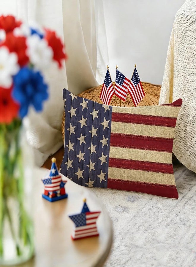 RABUSOFA 4th of July Patriotic Pillow Cover 12x20,Independence Memorial Day Vintage Decor Stripes America Flag Outdoor Lumbar Cushion Case Decoration for Home Sofa Couch - Image 2