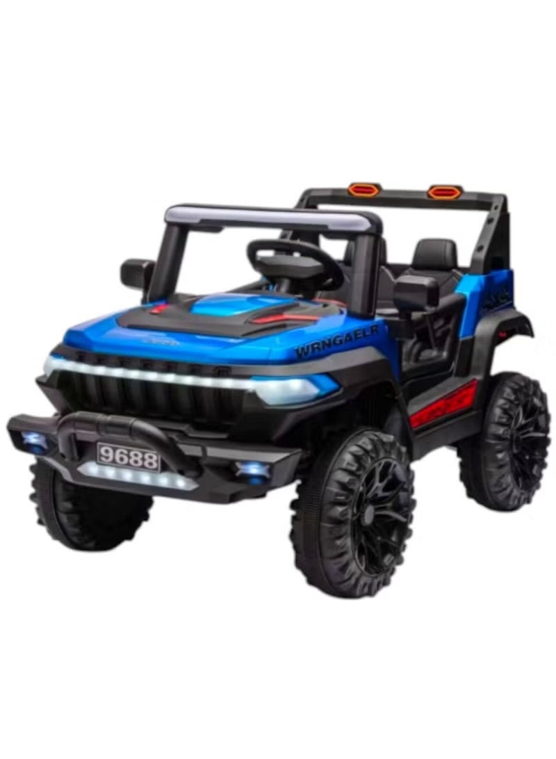 Electric Children Jeep Car for Kids with Bluetooth Music & Light -Blue