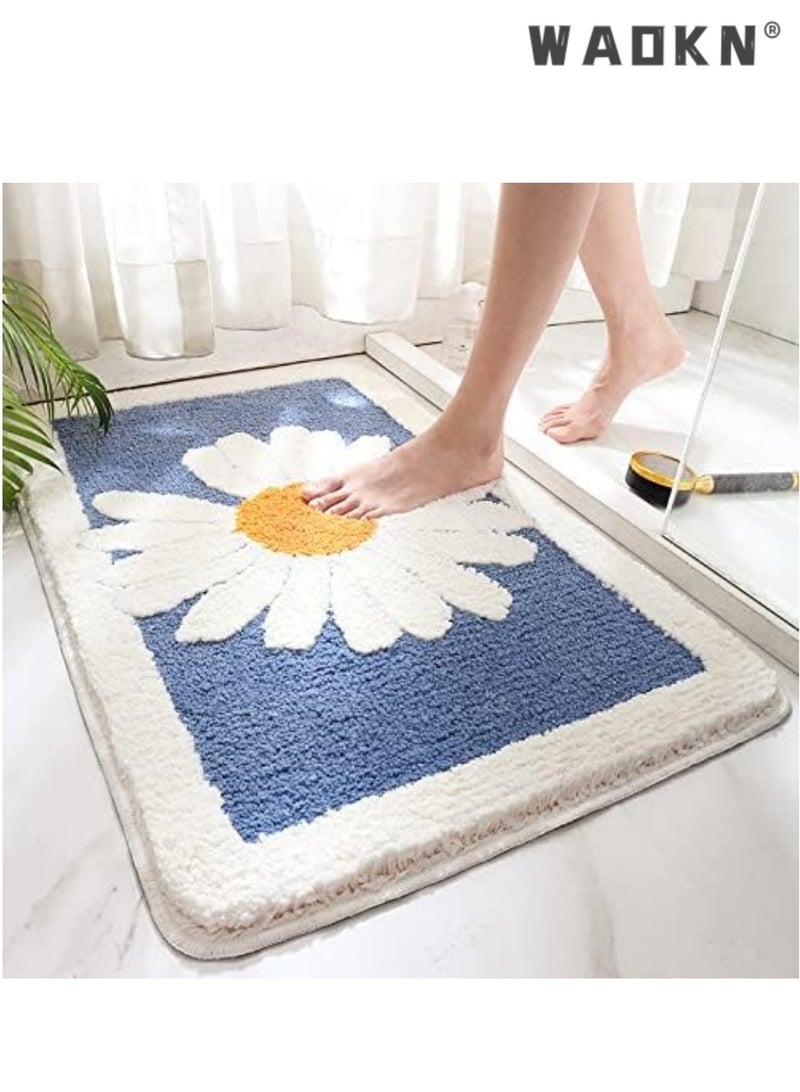 WAOKN Water absorbing and non slip bathroom floor mat, designed specifically for the bathroom entrance and bedroom bedside, made of soft plush material（50*80CM）  - Image 3