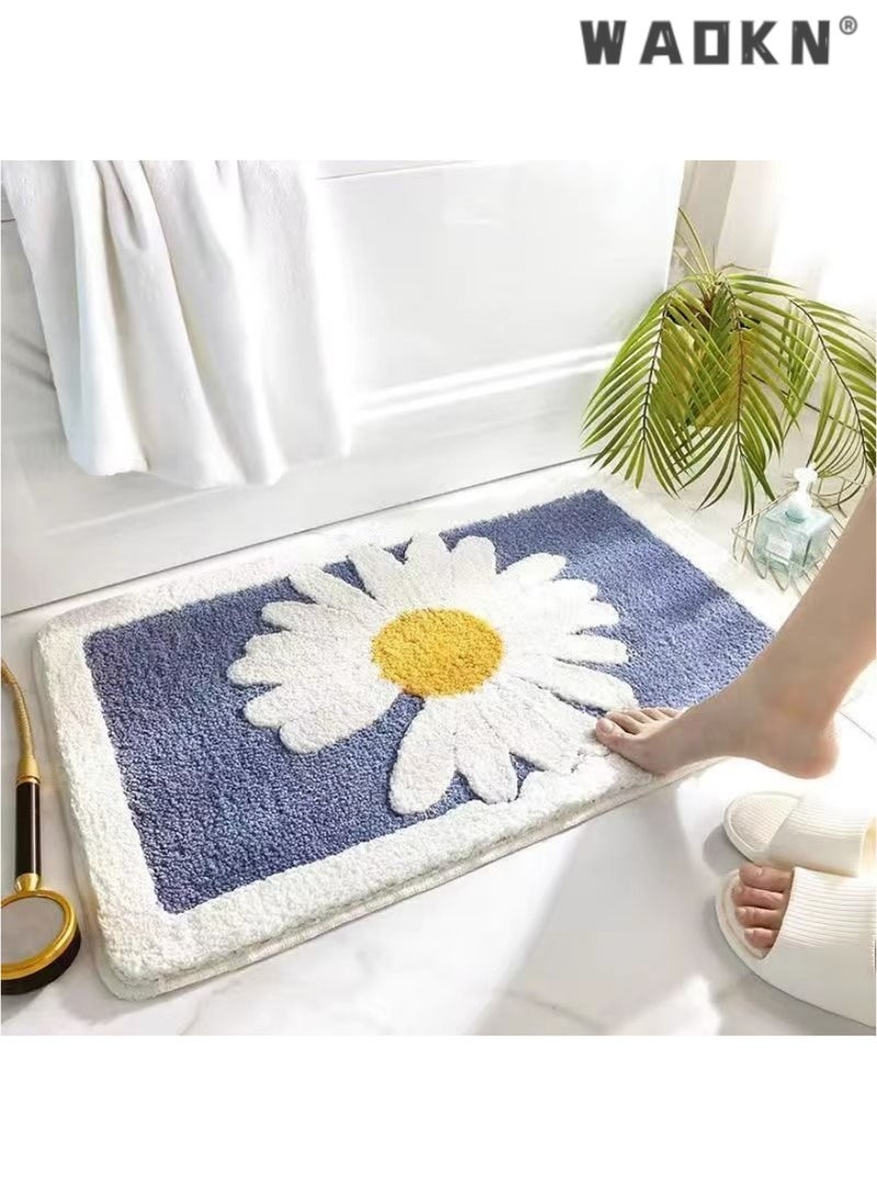 WAOKN Water absorbing and non slip bathroom floor mat, designed specifically for the bathroom entrance and bedroom bedside, made of soft plush material（50*80CM）  - Image 1