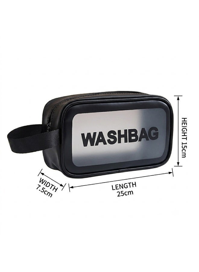 cartogivz Clear Toiletry Bag with Handle, Waterproof Travel Makeup Pouch, Cosmetic Organizer, Black, 25 × 15 × 7.5 cm - Image 3