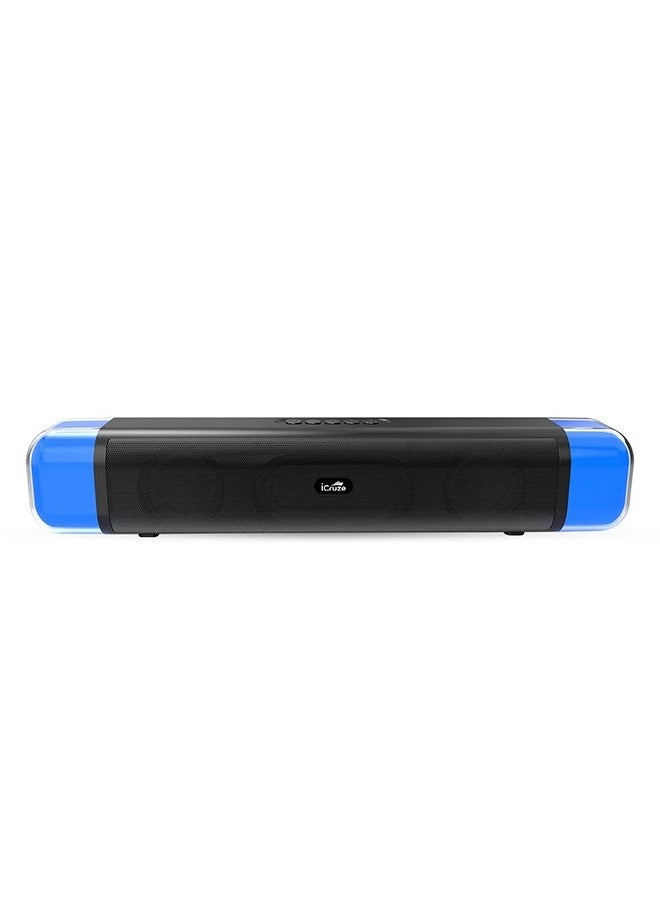 iCruze Neonbass Wireless 16W Bluetooth 5.0 Soundbar with RBG LED for Gaming PC, 2000mAh/SD Card/AUX/USB/FM Radio/6 hours Playtime - Image 1