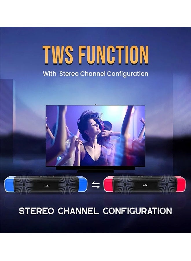 iCruze Neonbass Wireless 16W Bluetooth 5.0 Soundbar with RBG LED for Gaming PC, 2000mAh/SD Card/AUX/USB/FM Radio/6 hours Playtime - Image 3