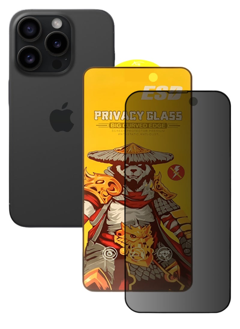ESD Tempered Dustproof Privacy Glass Screen Protector Compatible For iPhone 15 Pro - Image 1