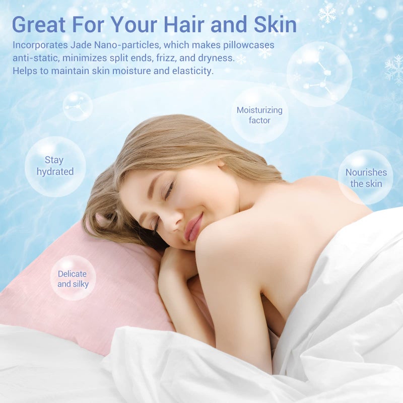 LUXEAR حالات وسادة التبريد في لوكسل كينغ الحجم 2 حزمة القوس القوس بارد وسادة بارد مع تصميم مزدوج [التبريد والقطن] حالات وسادة البرد الخفية الصديقة للبشرة للنوم الساخن-الوردي - Image 4