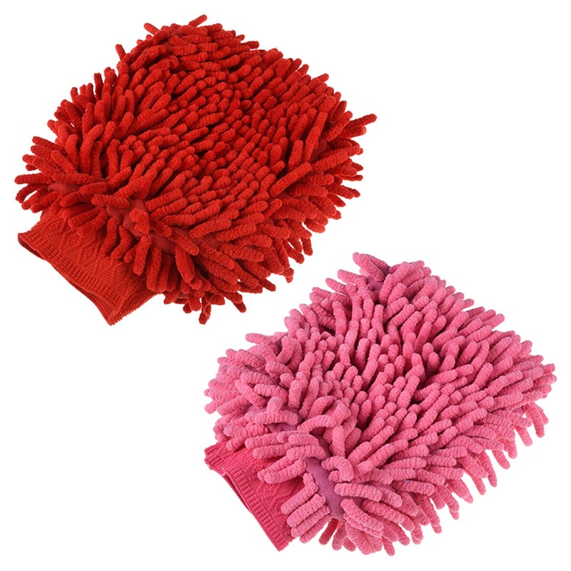 Kuber Industries Kuber Industries Gloves | Microfiber Cleaning Gloves | Chenille Mitts for Kitchen | 50 GSM Hand Duster for Kitchen | Hand Gloves For Car | Duster for Glass | Pack of 2 | Multi - Image 1
