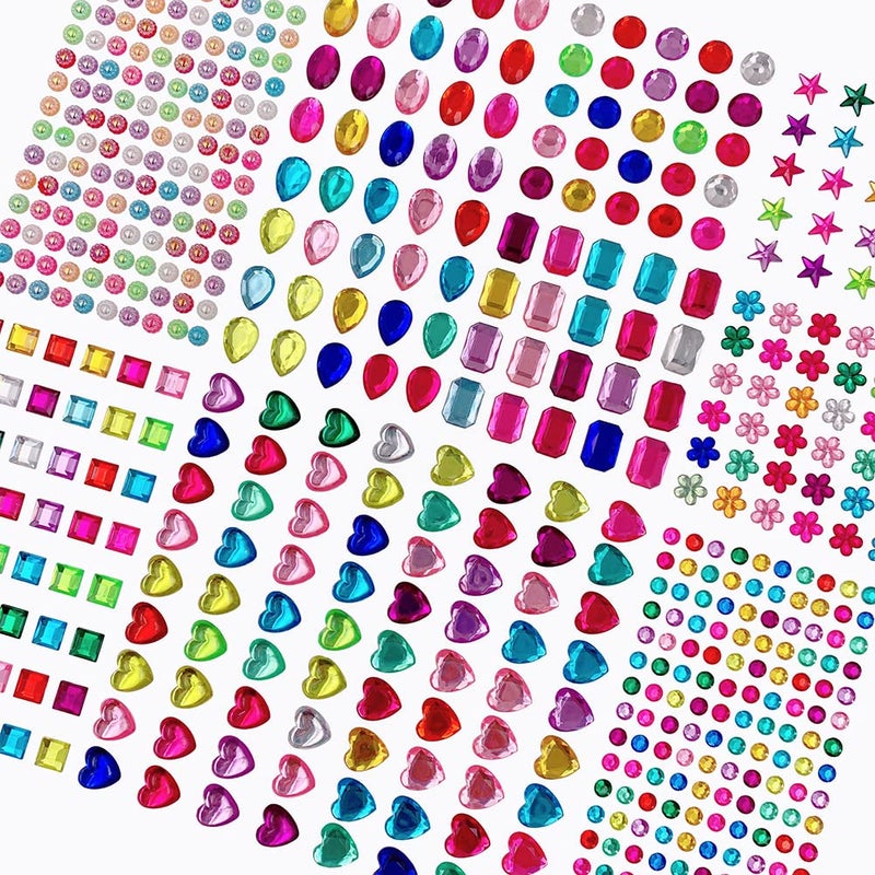 Enjonar 586pcs Jewels Stickers Gem Stickers Rhinestone for Crafts Sticker Gems Self Adhesive Bling Jewels