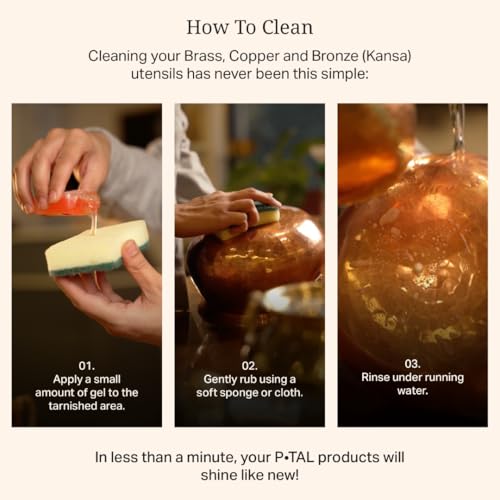 P-TAL Brass Paraat for Dough Atta Kneading Handmade | 100% Pure Brass Parat Platter Kneading Thaal Utensils for Your Kitchen (Large) - Image 4