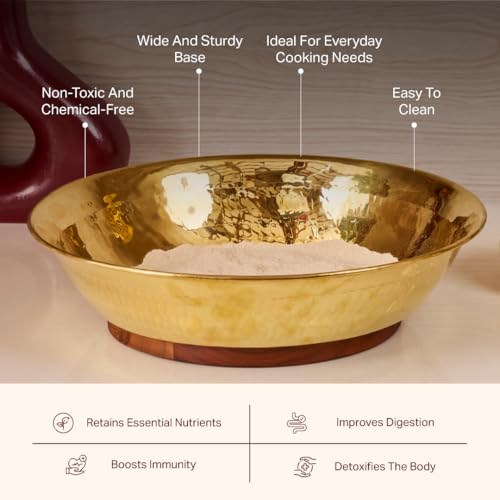 P-TAL Brass Paraat for Dough Atta Kneading Handmade | 100% Pure Brass Parat Platter Kneading Thaal Utensils for Your Kitchen (Large) - Image 2