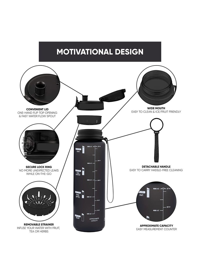 LA' PRECIOUS - 500ml Water Bottle for Adults and Kids - USA Tritan Material Non-Toxic BPA Free - Fast Flow - Flip Top Leak Proof Lid and One Click Open - Image 1