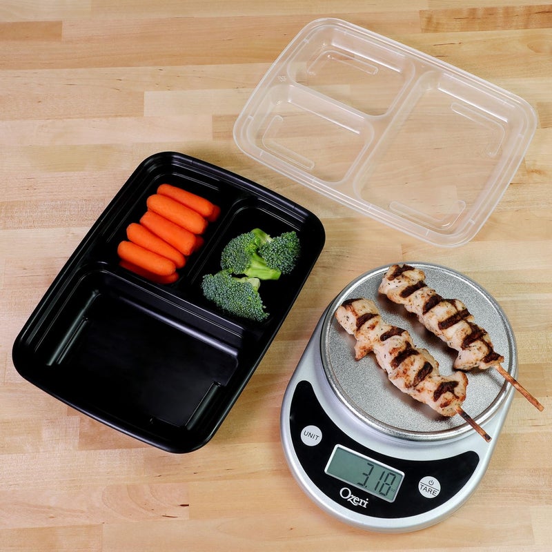 Freshware حاويات تحضير الوجبات من فريش وير 50 عبوة 3 أقسام حاويات تخزين الطعام مع أغطية صندوق بنتو خالية من BPA قابلة للتكديس آمنة للاستخدام في الميكروويف وغسالة الصحون والفريزر 24 أونصة - Image 2