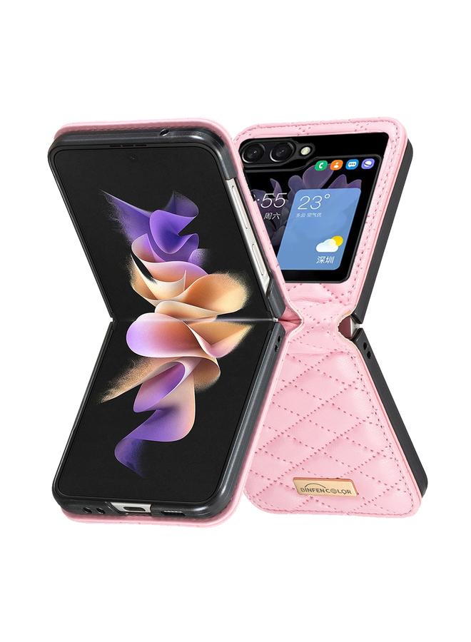 اس-توب جراب هاتف Samsung Galaxy Z Flip5 من الجلد الأنيق ذو الملمس المعيني - Image 3