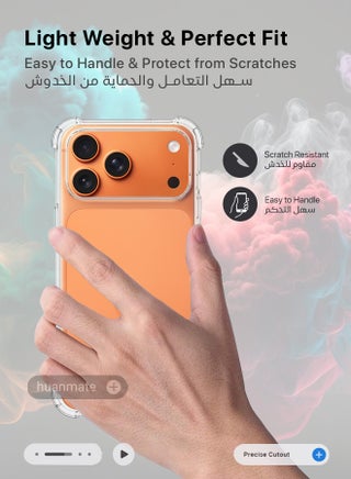 3 في 1 مجموعة حماية لهاتف أبل آيفون 17 برو ماكس - جراب شفاف للغاية مقاوم للصدمات، واقي شاشة من الحافة إلى الحافة وواقي عدسة الكاميرا، حماية كاملة للجسم بزاوية 360 درجة لهاتف أبل آيفون 17 برو ماكس - view 3