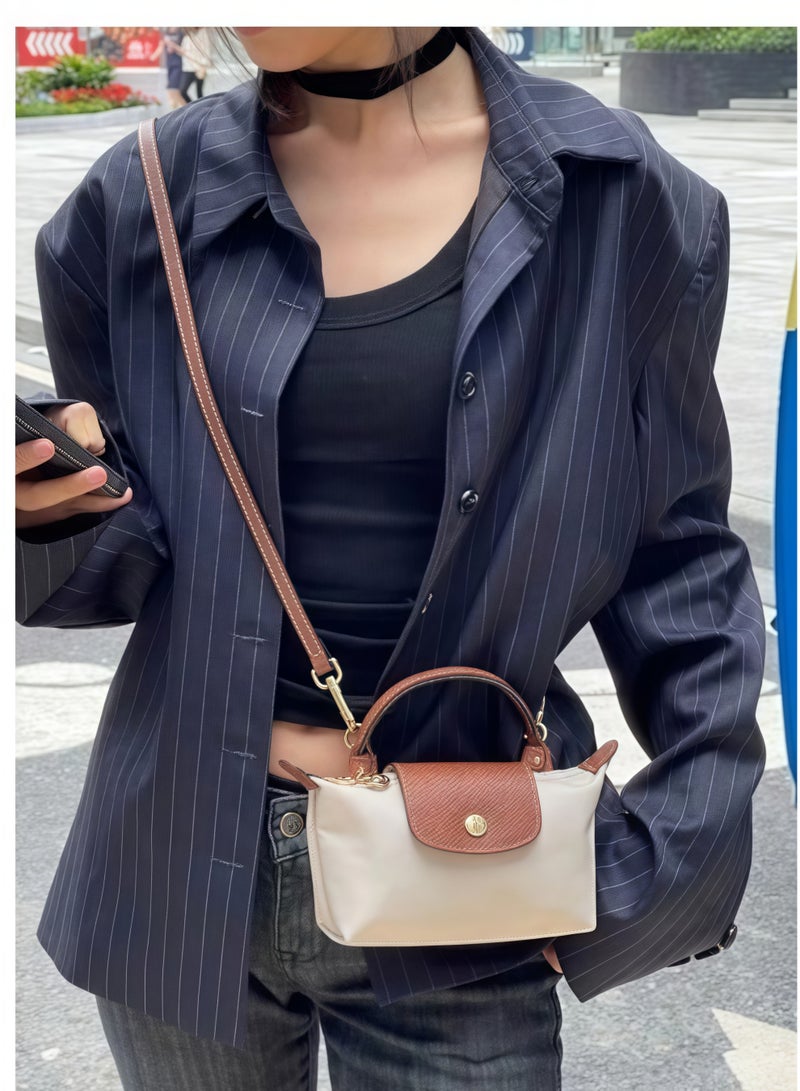 Longchamp Women's Mini handbag,Crossbody Bags,Shoulder Bag Shoulder strap with buckle,Paper White Classic Style  - Image 4