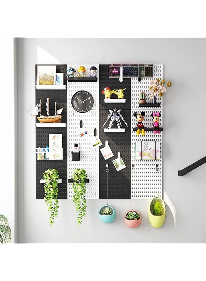 promass Pegboard Combination Kit, 4-Pack Pegboards and 22 Accessories Modular Hanging, Plastic Display Pegboard Panel Kits, Wall Organizer PegBoard Organizer for Home, Office (Black) - Image 3