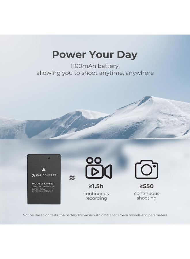 K&F Concept Dual LP-E12 High-Capacity Battery & Dual USB Charger Kit - Image 2