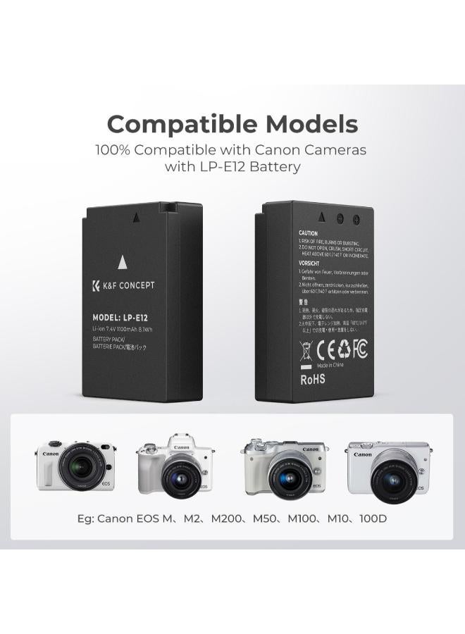 K&F Concept Dual LP-E12 High-Capacity Battery & Dual USB Charger Kit - Image 3