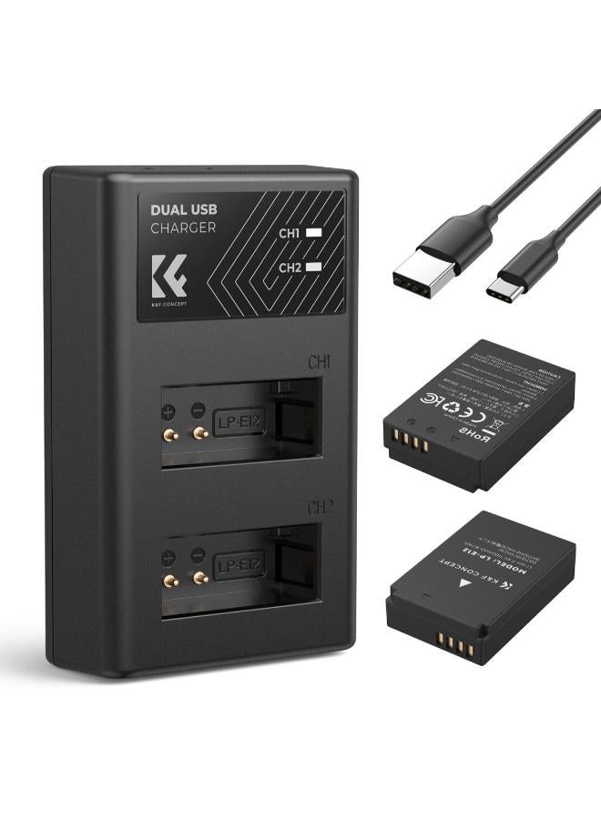 K&F Concept Dual LP-E12 High-Capacity Battery & Dual USB Charger Kit - Image 1