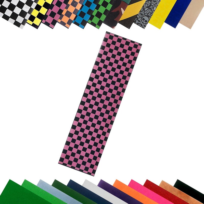 Turbo 9 x 33 Inch Skateboard Grip Tape Sheet Pink Checkerboard - Image 1