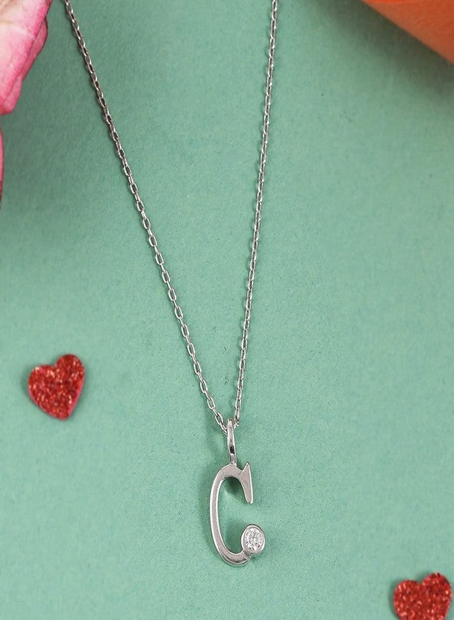 VOYLLA Alphabet C Round Cut CZ Pendant - Image 2