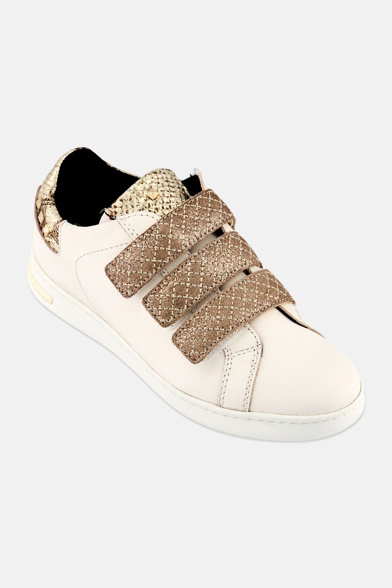 GEOX Women D Jaysen Velcro Closure Casual Shoes, White - Image 1
