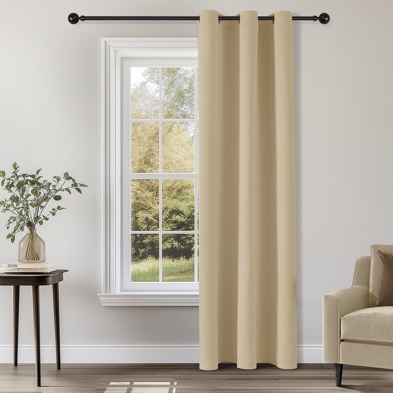 ChrisDowa Blackout Curtains 84 inches Long for Bedroom - Grommet Thermal Insulated Room Darkening Curtains for Living Room (1 Panel  Biscotti Beige  42 x 84 Inch) - Image 1