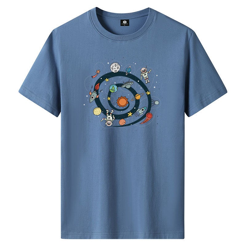 180G Short Sleeve T-Shirt Men'S Trendy New Loose Half Sleeve Top Printed T-Shirt - Image 5
