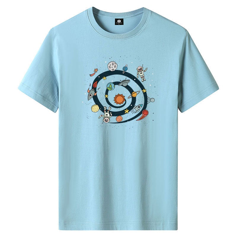 180G Short Sleeve T-Shirt Men'S Trendy New Loose Half Sleeve Top Printed T-Shirt - Image 4