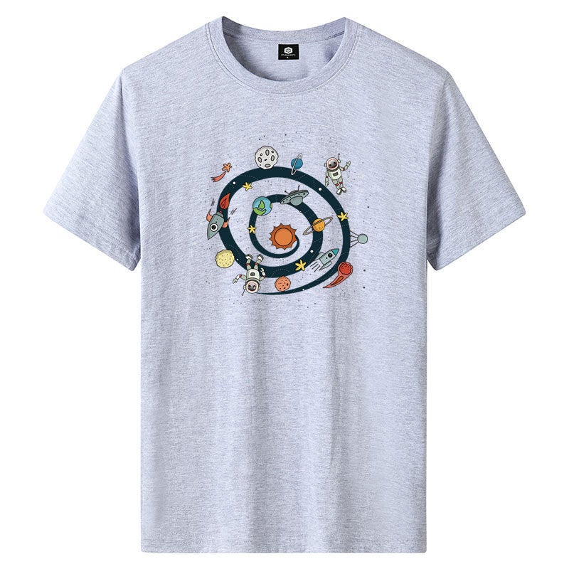 180G Short Sleeve T-Shirt Men'S Trendy New Loose Half Sleeve Top Printed T-Shirt - Image 1