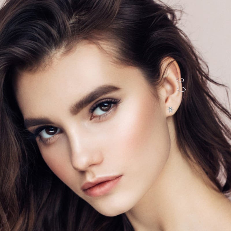 ONESING 22 Pcs 16G Tragus Earrings for Women Men Cartilage Earrings Stud CZ Stainless Steel Earrings Piercing Lip Rings Studs Silver Barbell Jewelry - Image 5