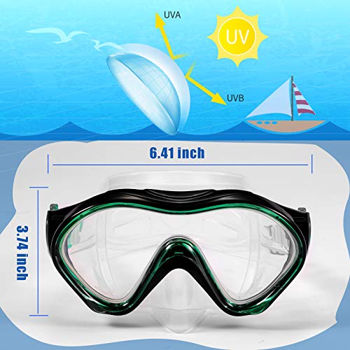 FPXNB Kids Swim Mask, Swimming Goggles with Nose Cover, Snorkel Mask Diving Mask for Scuba Snorkeling, Anti-Fog Lens Waterproof Socket 180° View Angle Face for Youth Children Junior Teens - Image 2
