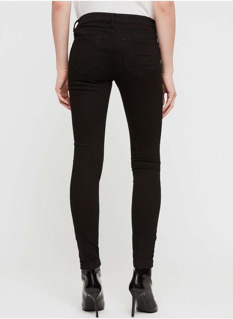 all saints - Mast Mid Rise Skinny Jeans - Image 1