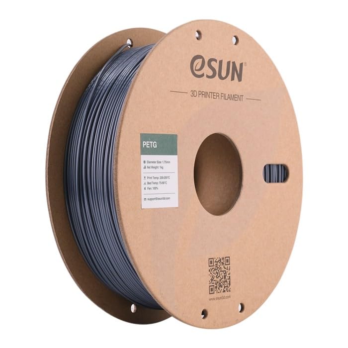 eSUN PETG Filament 1.75mm, 3D Printer Filament PETG, Dimensional Accuracy +/- 0.05mm, 1KG Spool (2.2 LBS) 3D Printing Filament for 3D Printers, Solid Grey - Image 1