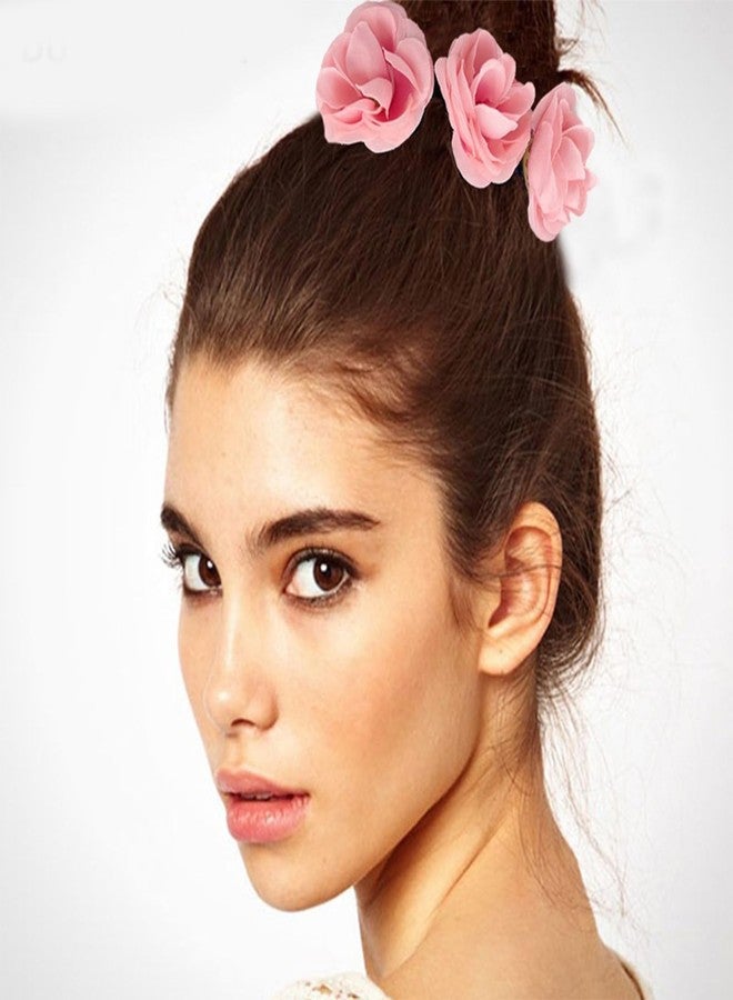 HeOTER Large Artificial Flower Scrunchies for Women Elastic Hair Scrunchy Bobbles Ponytail Holder Fashion French Hairband.Red - Image 4