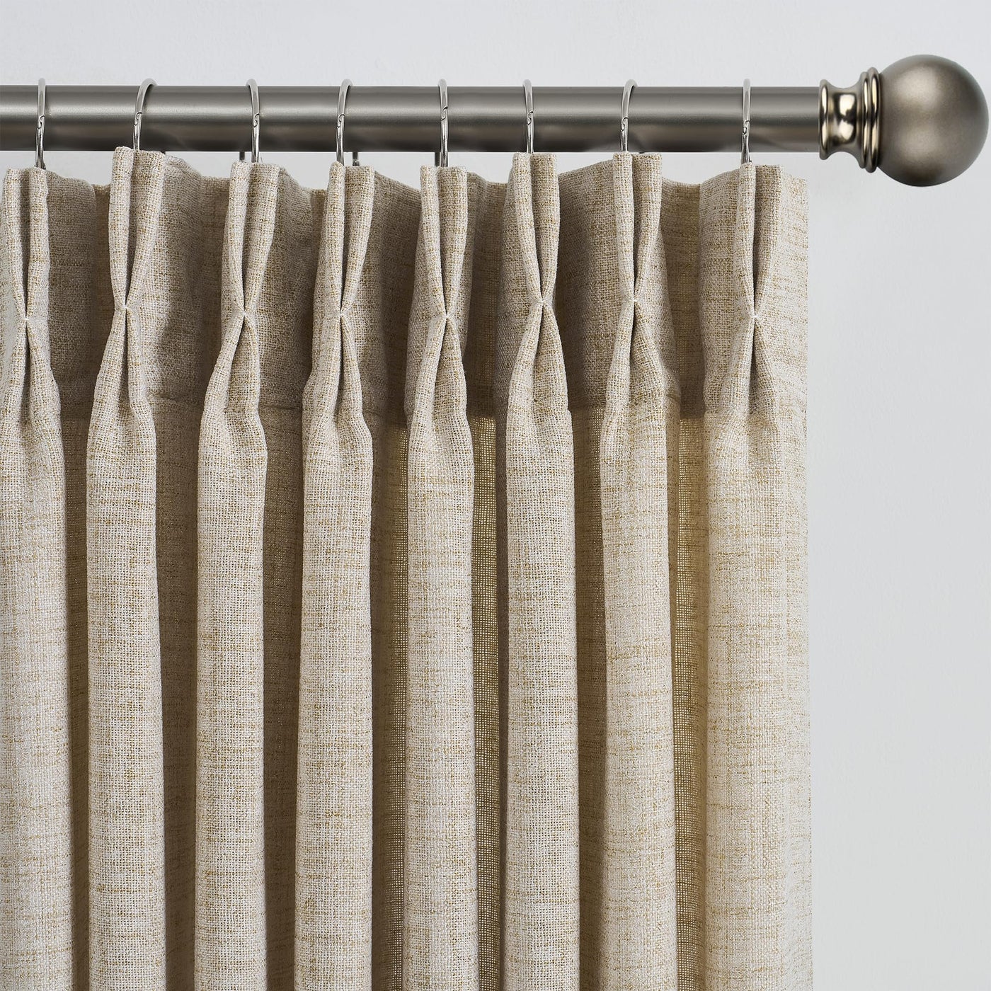 RAIN CITY 90 Inch Curtains Pinch Pleated Linen Beige,Semi Sheer Light Filtering Window Curtains for Living Room Bedroom Boho Pinch Pleat Luxury Home Decor Drapes Hooks 2 Panels Set 42 x 90 Inch