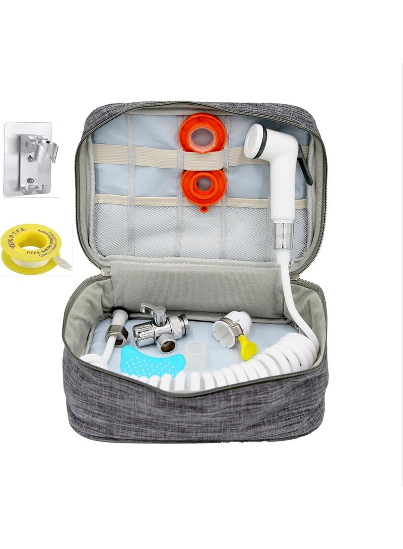 JUNARIS Portable Bidet Spryer Travel Shattaf Set Travel Bidet Hose Extendable Upto 220CM With Faucet Aerator G1/2 in a Travel Bag - Image 1