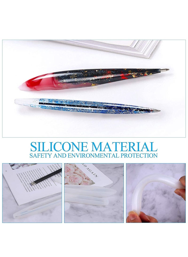 KASTWAVE 3 Pieces Pen Shape Resin Mold Ballpoint Pen Silicone Molds Epoxy Resin Molds Resin Casting Molds with 75 Pieces Ballpoint Refill Pens for DIY Resin Crafts Making  - Image 4